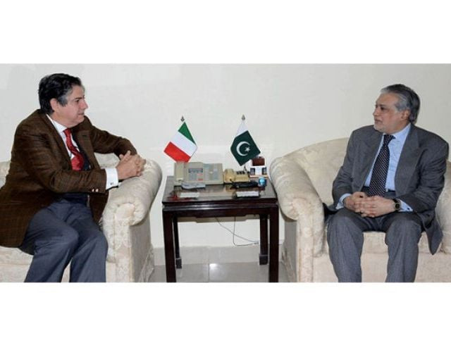 italian ambassador with finance minister ishaq dar photo file italian ambassador with finance minister ishaq dar photo file