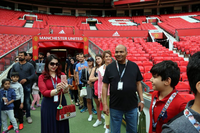 pakistani cricketers families visit manchester united home ground photo courtesy pakistan cricket team facebook page pakistani cricketers families visit manchester united home ground photo courtesy pakistan cricket team facebook page