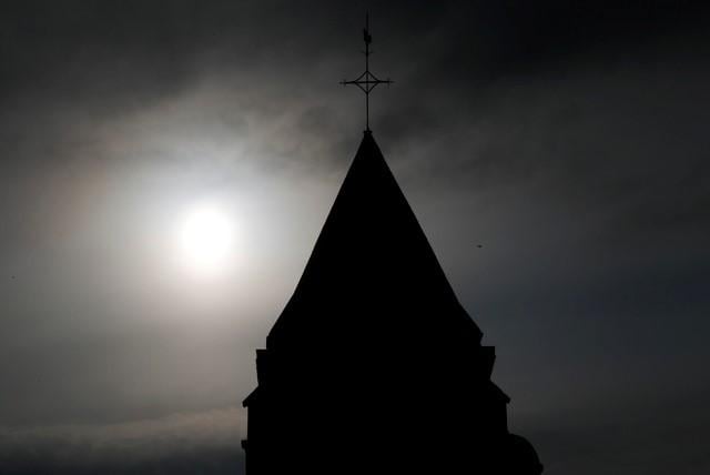 a view shows the bell tower of the church in saint etienne du rouvray near rouen in normandy france photo reuters