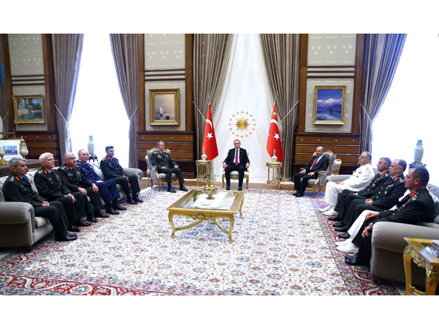 turkey 039 s president tayyip erdogan c meets with turkey 039 s chief of staff general hulusi akar 6th l defense minister fikri isik 6th r and the members of high military council at the presidential palace in ankara turkey july 29 2016 photo reuters turkey 039 s president tayyip erdogan c meets with turkey 039 s chief of staff general hulusi akar 6th l defense minister fikri isik 6th r and the members of high military council at the presidential palace in ankara turkey july 29 2016 photo reuters