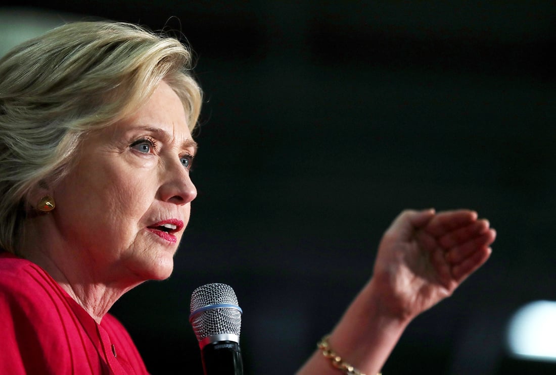 democratic presidential nominee former secretary of state hillary clinton speaks during a campaign rally with democratic vice presidential nominee us sen tim kaine d va at k 039 nex a toy company on july 29 2016 in hatfield photo afp