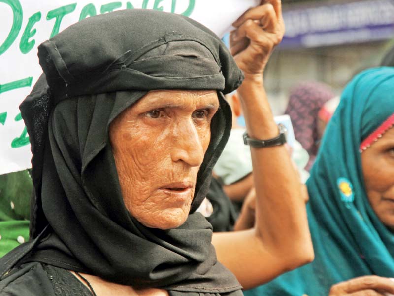 the families of imprisoned fishermen also participated in rally which started from sindh assembly and culminated at karachi press club on saturday photo athar khan express