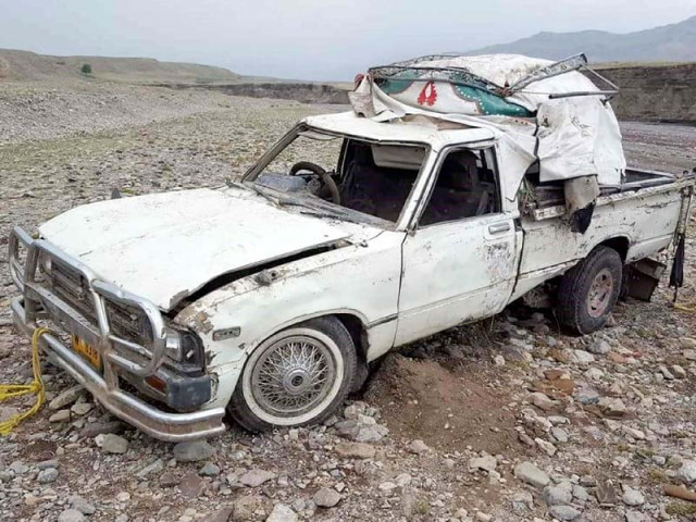 the fateful pickup van which was swept away in a flash flood killing the wedding guests photo afp the fateful pickup van which was swept away in a flash flood killing the wedding guests photo afp