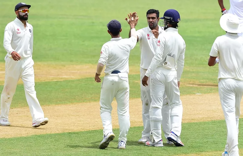 ravichandran ashwin celebrates with teammates on july 30 2016 in kingston jamaica photo afp ravichandran ashwin celebrates with teammates on july 30 2016 in kingston jamaica photo afp