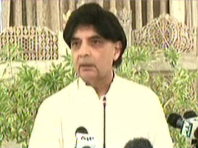 federal interior minister chaudhry nisar ali khan addressing a press conference in islamabad on monday august 1 2016 screen grab federal interior minister chaudhry nisar ali khan addressing a press conference in islamabad on monday august 1 2016 screen grab