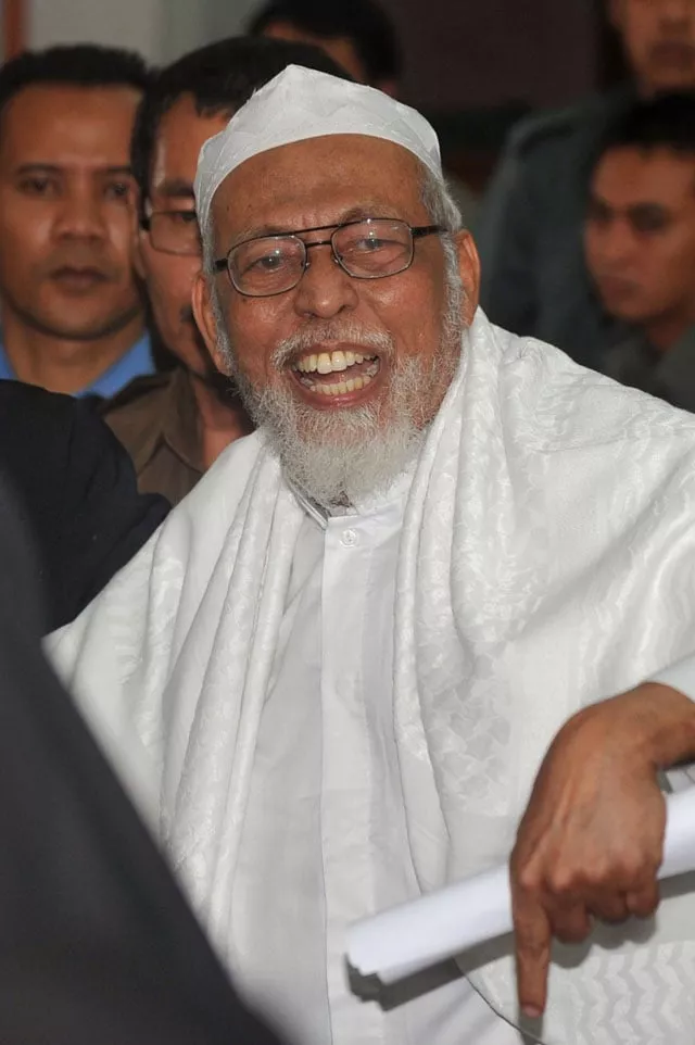 this file photo taken on june 16 2011 shows indonesian cleric abu bakar bashir gesturing to supporters in the gallery after he was convicted by the court in jakarta on terrorism charges photo afp this file photo taken on june 16 2011 shows indonesian cleric abu bakar bashir gesturing to supporters in the gallery after he was convicted by the court in jakarta on terrorism charges photo afp
