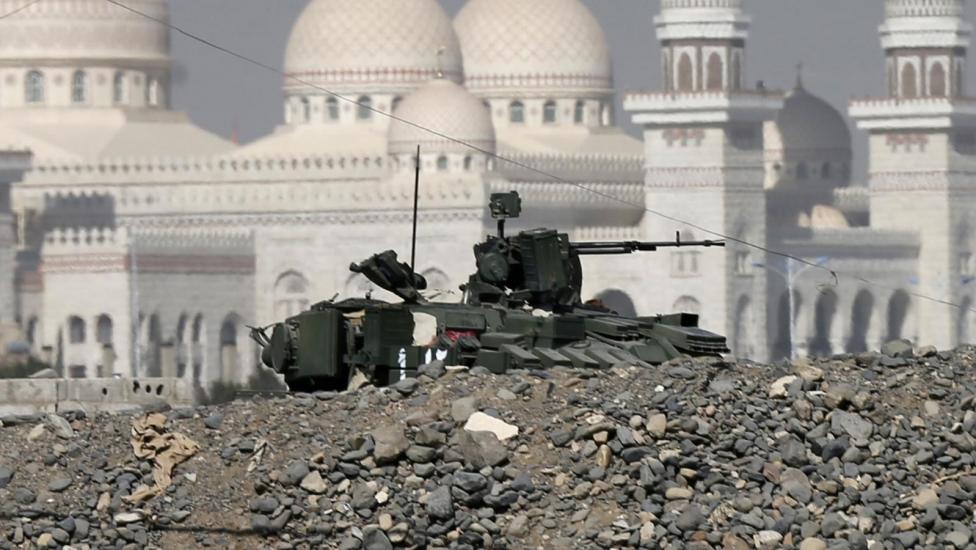 a military vehicle belonging to the presidential guards which was seized by houthi fighters during clashes photo reuters