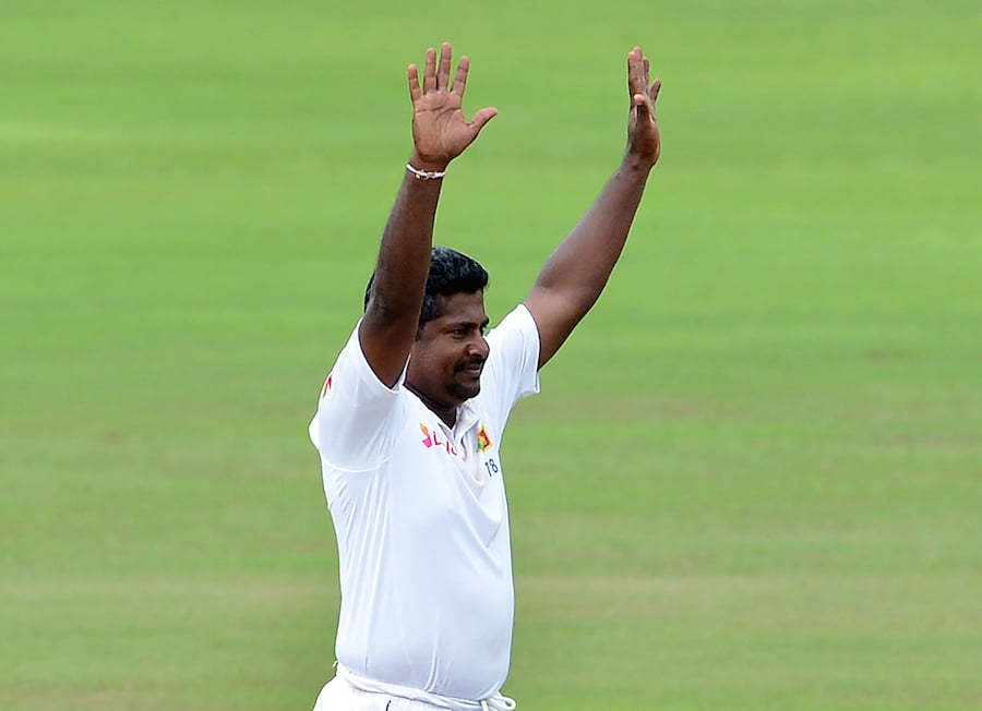 rangana herath celebrates the wicket of steve o 039 keefe at the pallekele international cricket stadium in pallekele on july 30 2016 photo afp