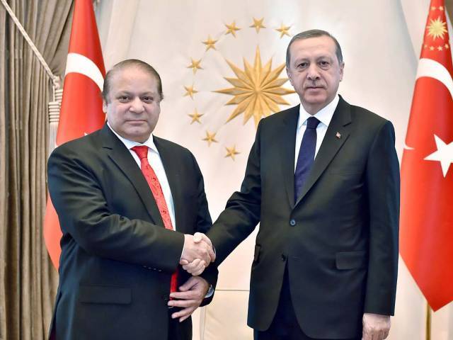 prime minister nawaz sharif shaking hands with turkish president recep tayyip erdogan photo file