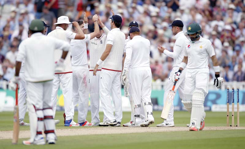 misbah s battling half century was the biggest highlight for pakistan on day three as england wrestled back the advantage but shoaib mohammad feels the visitors are still in control photo reuters