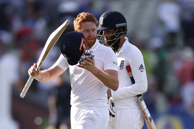 jonny bairstow l and moeen ali at the end of the day 039 s play photo reuters