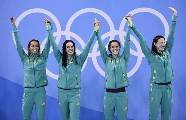 australia 039 s emma mckeon australia 039 s brittany elmslie australia 039 s bronte campbell and australia 039 s cate campbell celebrate on the podium after they broke the world in the women 039 s 4 x 100m freestyle relay final during the swimming event at the rio 2016 olympic games at the olympic aquatics stadium in rio de janeiro on august 6 2016 photo afp australia 039 s emma mckeon australia 039 s brittany elmslie australia 039 s bronte campbell and australia 039 s cate campbell celebrate on the podium after they broke the world in the women 039 s 4 x 100m freestyle relay final during the swimming event at the rio 2016 olympic games at the olympic aquatics stadium in rio de janeiro on august 6 2016 photo afp