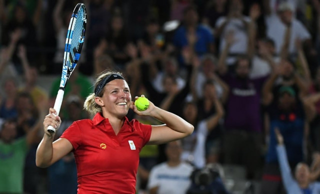 belgium 039 s kirsten flipkens reacts after winning her women 039 s first round singles tennis match against usa 039 s venus williams at the olympic tennis centre of the rio 2016 olympic games in rio de janeiro on august 6 2016 photo afp belgium 039 s kirsten flipkens reacts after winning her women 039 s first round singles tennis match against usa 039 s venus williams at the olympic tennis centre of the rio 2016 olympic games in rio de janeiro on august 6 2016 photo afp