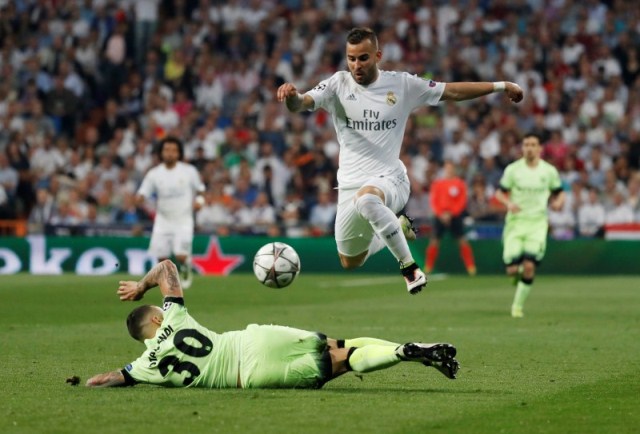 football   real madrid v manchester city   uefa champions league semi final second leg   estadio santiago bernabeu madrid spain   4 5 16 real madrid 039 s jese in action with manchester city 039 s nicolas otamendi reuters