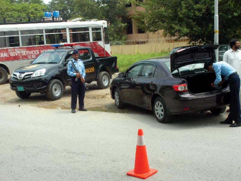 after the quetta incident security has been beefed up outside federal government services hospital in islamabad photo waseem nazir express