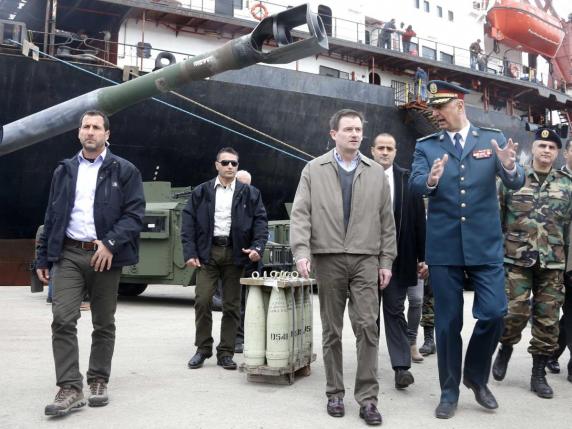 lebanese brigadier general manuel kirejian 2nd r chats with us ambassador to lebanon david hale c as they review weapons donated by the u s government to the lebanese army during a ceremony photo reuters