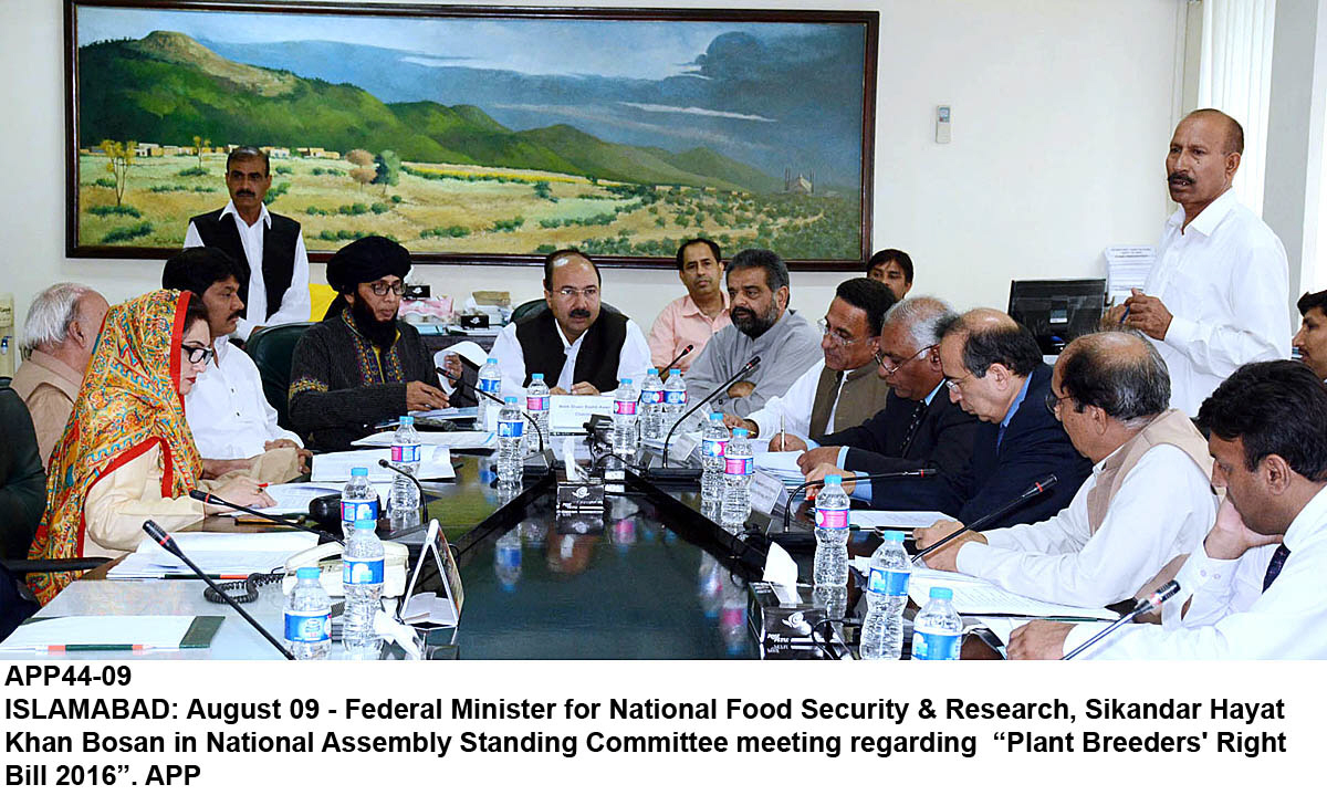 federal minister for ministry of national food security and research sikandar hayat khan bosan said that the bill would ensure breeders rights and help in establishment of a viable seed industry for food security in pakistan photo app