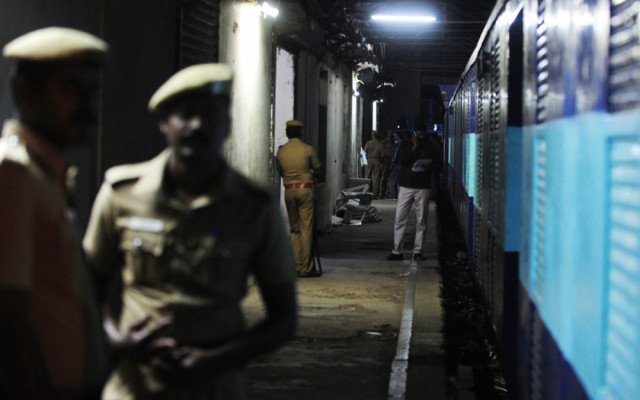 indian police personnel stand guard alongside the salem chennai express train which was robbed while in transit at egmore railway station in chennai on august 9 2016 some 50 000 000 inr equivilent to approximately 749 000 usd has been stolen from a moving train as it was being transported to the reserve bank of india police said photo afp indian police personnel stand guard alongside the salem chennai express train which was robbed while in transit at egmore railway station in chennai on august 9 2016 some 50 000 000 inr equivilent to approximately 749 000 usd has been stolen from a moving train as it was being transported to the reserve bank of india police said photo afp