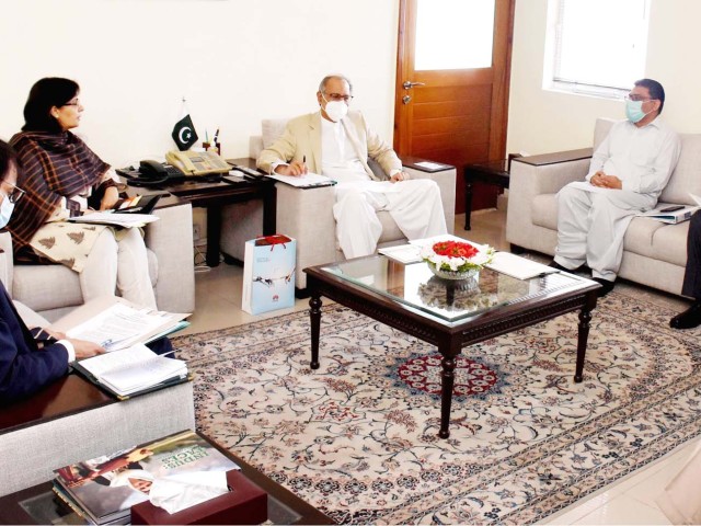 advisor to the prime minister on finance and revenue dr abdul hafeez shaikh heading a meeting with special assistant to the prime minister on social protection and poverty alleviation dr sania nishtar in islamabad on september 03 2020 photo pid