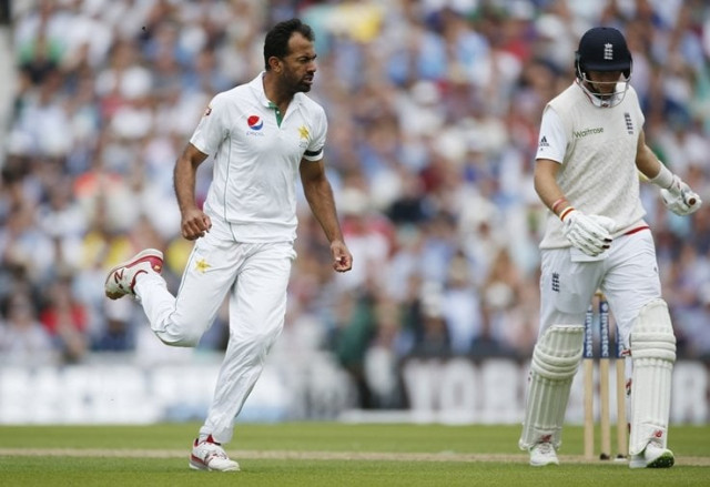 pakistan 039 s wahab riaz celebrates the wicket of england 039 s joe root at the oval on august 11 2016 photo reuters