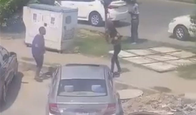 the transgender was seen confronting the businessman in an atm and later following him to his car topless image video screen grab the transgender was seen confronting the businessman in an atm and later following him to his car topless image video screen grab