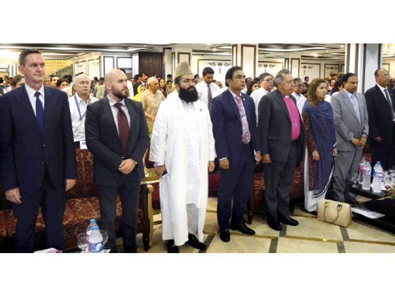 us ambassador david hale former federal minister for national harmony dr paul jacob bhatti and other at a seminar held by all pakistan minorities alliance here on thursday photo express