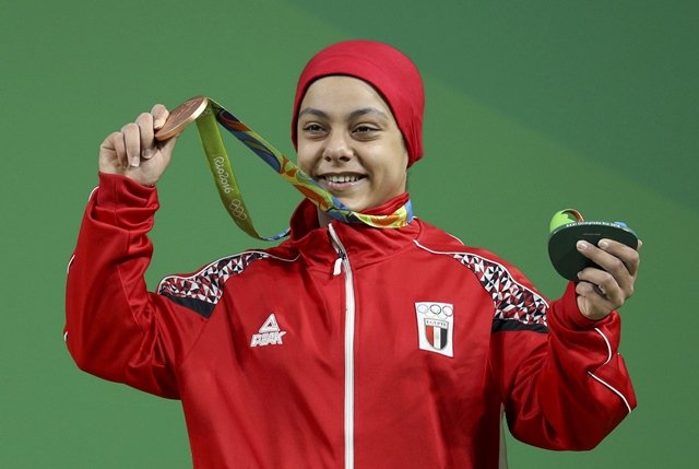 sara ahmed poses with her medal photo reuters