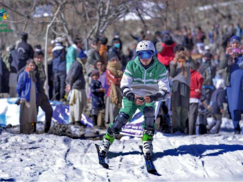 a player is skiing during the snow festival in chitral photo express