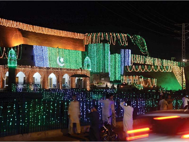 balahissar fort decorated for independence day photo muhammad iqbal express