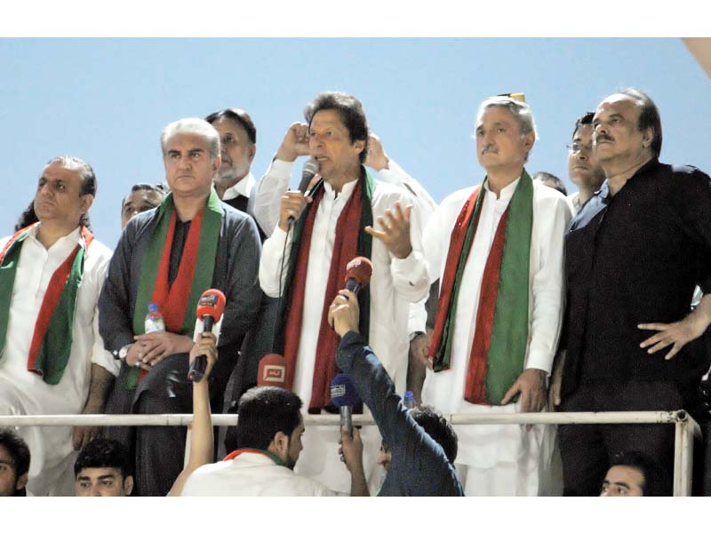 pti chief imran khan addresses a rally in rawalpindi photo express