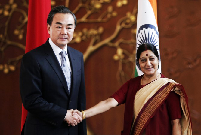 chinese foreign minister wang yei with indian counter part sushma swaraj photo reuters