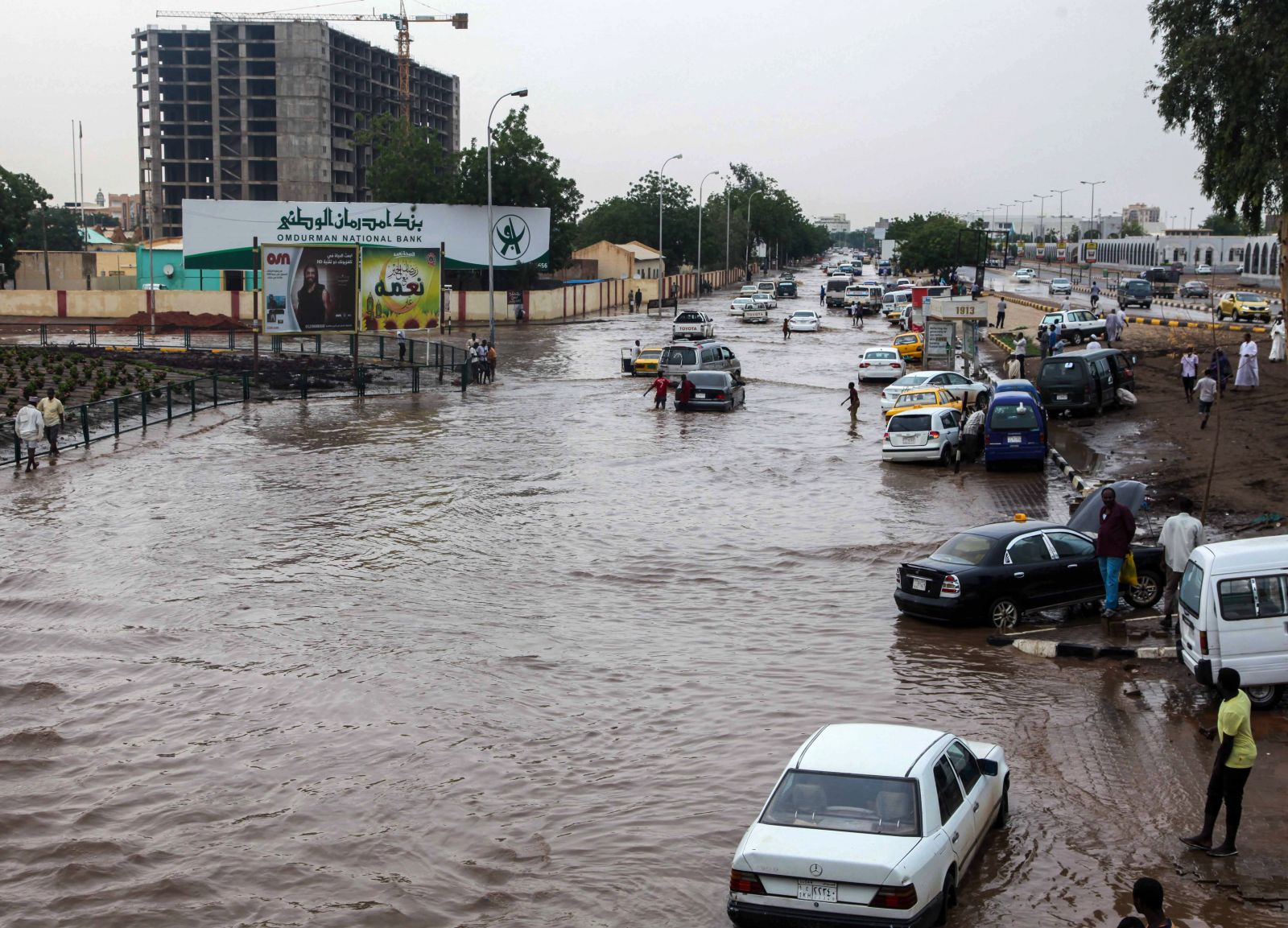 flooded road is seen after heavy rain at khartum university street in khartum sudan on august 6 2016 photo courtesy anadolu agency