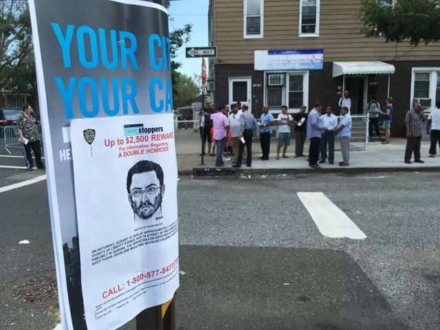 a sketch of a suspect in the shooting of imam maulama akonjee 55 and thara uddin 64 hangs on a street sign across from al furqan jame mosque photo reuters a sketch of a suspect in the shooting of imam maulama akonjee 55 and thara uddin 64 hangs on a street sign across from al furqan jame mosque photo reuters