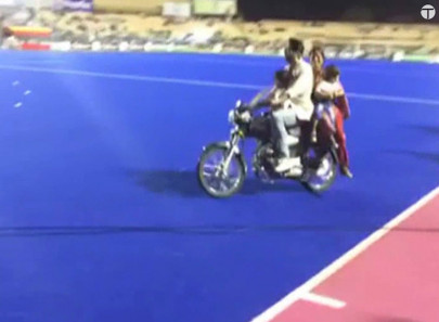 motorcyclists run amok at karachi hockey stadium