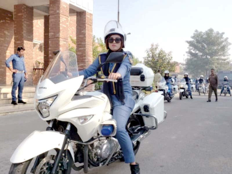 lady traffic officials ride their motorcycles during the inauguration of the female patrolling squad photo express