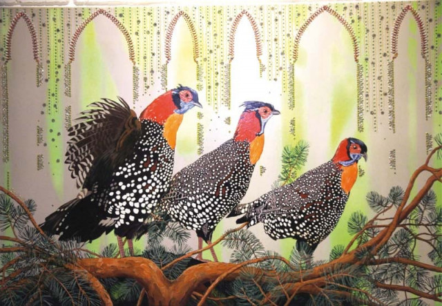 art pieces depicting vivid images of snow leopards tigers wolves and foxes are being showcased at the exhibition photos athar khan express art pieces depicting vivid images of snow leopards tigers wolves and foxes are being showcased at the exhibition photos athar khan express