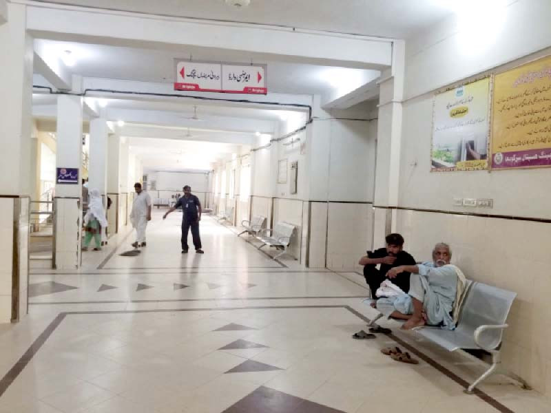 the opd at the sargodha district headquarters dhq hospital wears a deserted look due to a strike photo express