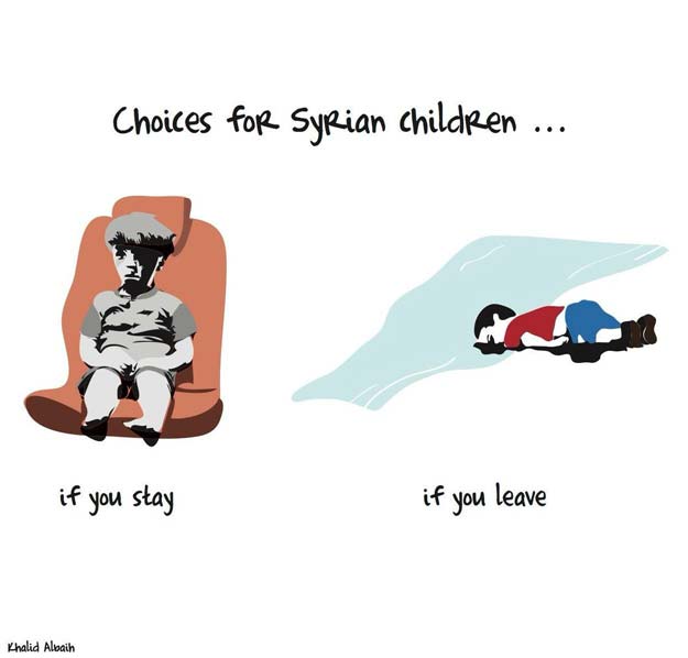 heart wrenching image sums up the only two choices open to syrian children