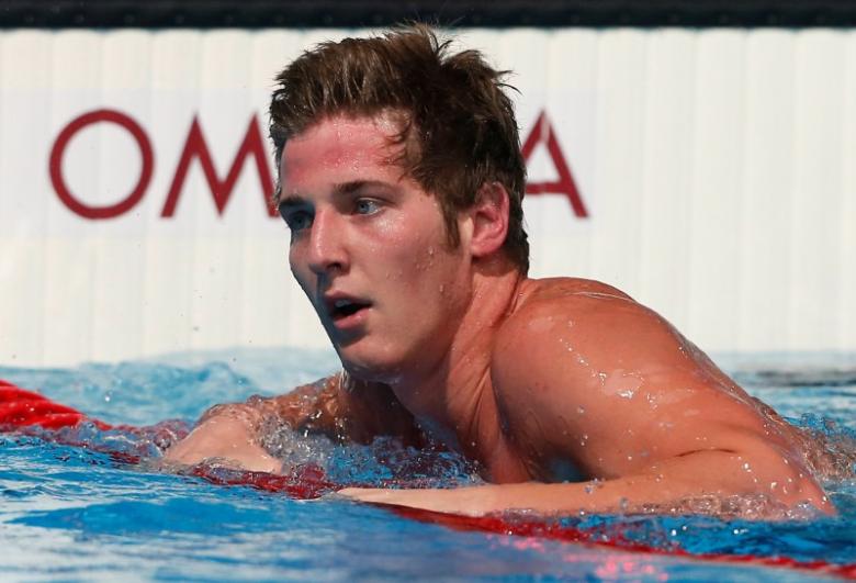 james feigen of the us reacts after winning the men 039 s 100m freestyle semi final photo reuters