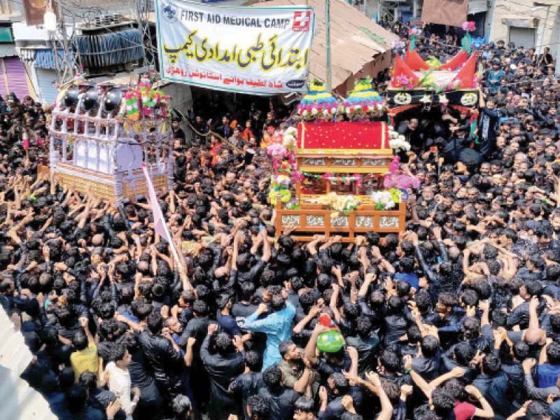 mourners participate in the 9th muharram procession in rohri photo app