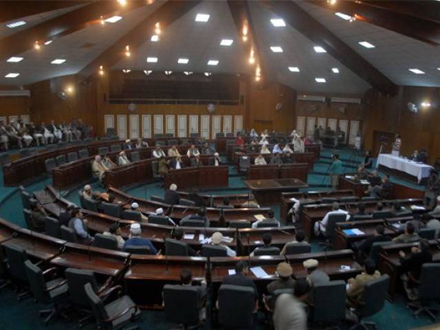 in this file photo the peshawar district assembly is in session photo ppi