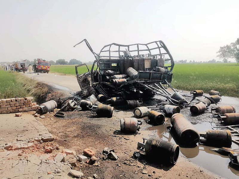 some of the cylinders lie on the road photo express