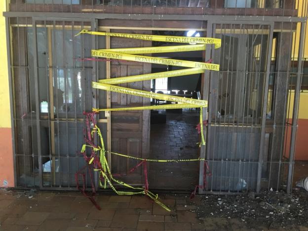 police tape is seen at the entrance of a ranch where a firefight of armed civilians with federal forces took place on may 22 2015 at a ranch in tanhuato state of michoacan mexico june 28 2016 picture taken june 28 2016 photo reuters