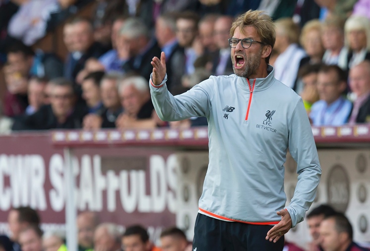 liverpool 039 s german manager jurgen klopp gestures on the touchline during the english premier league football match between burnley and liverpool at turf moor in burnley north west england on august 20 2016 photo afp