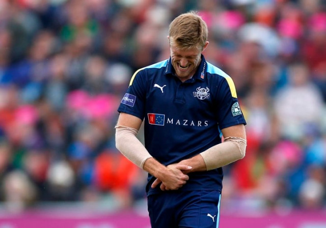 yorkshire 039 s david willey looks in pain after being struck on the arm by the ball in the natwest t20 blast finals at edgbaston on august 20 2016 photo reuters yorkshire 039 s david willey looks in pain after being struck on the arm by the ball in the natwest t20 blast finals at edgbaston on august 20 2016 photo reuters