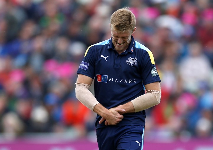 yorkshire 039 s david willey looks in pain after being struck on the arm by the ball in the natwest t20 blast finals at edgbaston on august 20 2016 photo reuters