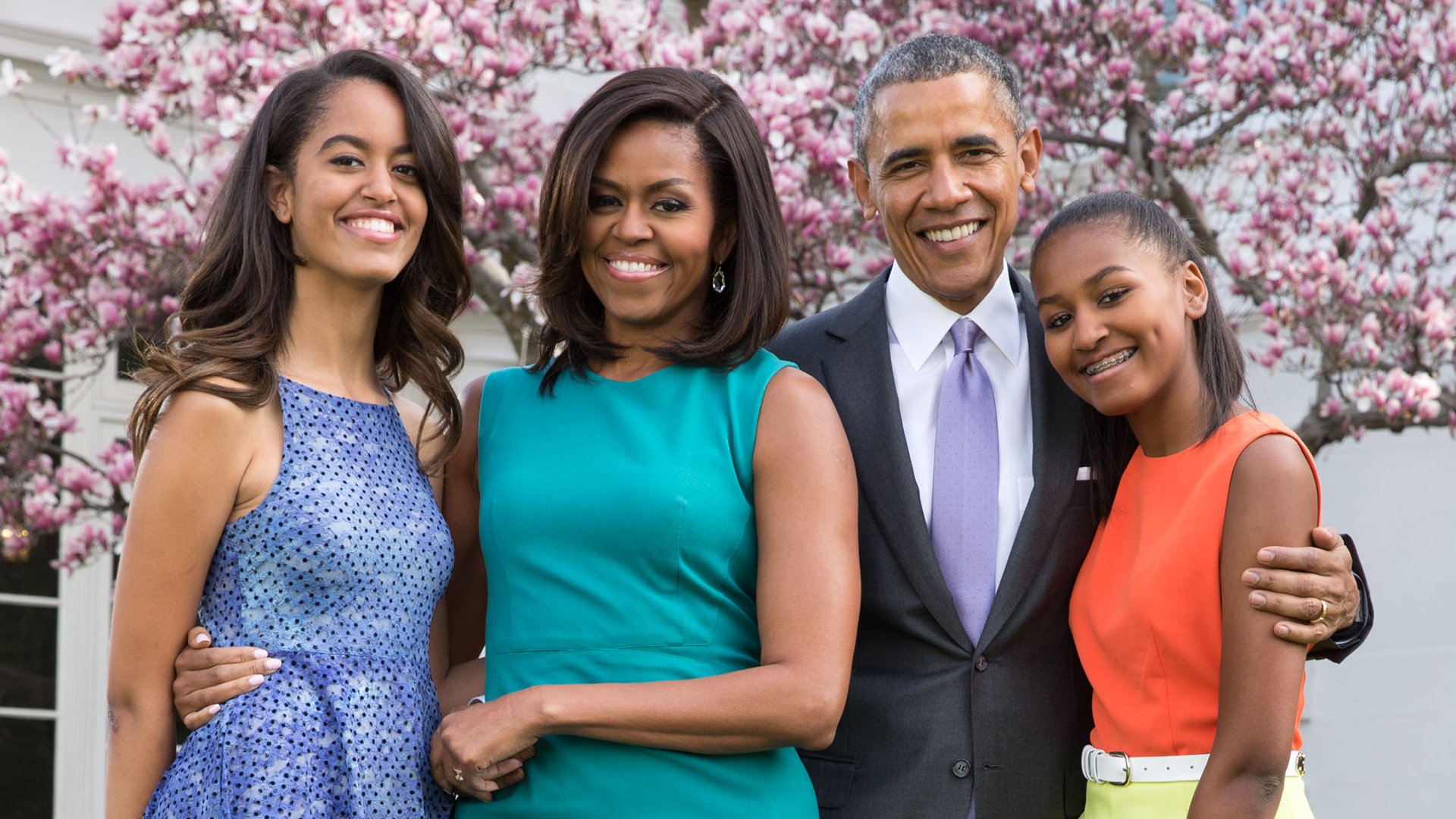 president barack obama first lady michelle obama and daughters malia and sasha pose for a family portrait with bo and sunny in the rose garden of the white house on easter sunday april 5 2015 official white house photo by pete souza
