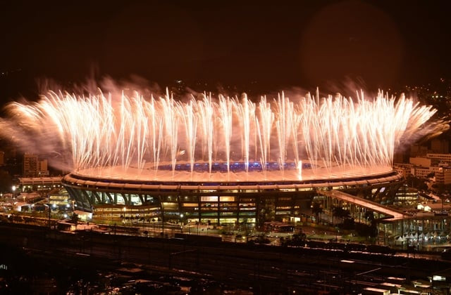 fireworks explode at the start of the closing ceremony of the rio 2016 olympic games at the maracana stadium in rio de janeiro on august 21 2016 photo afp fireworks explode at the start of the closing ceremony of the rio 2016 olympic games at the maracana stadium in rio de janeiro on august 21 2016 photo afp