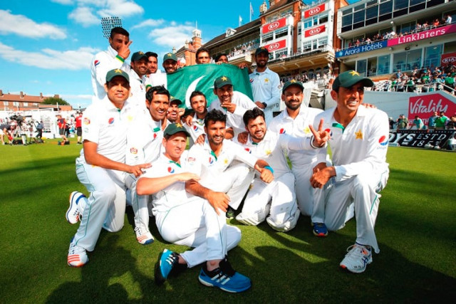 pakistan celebrate their win over england in fourth test at kia oval august 14 2016 photo reuters pakistan celebrate their win over england in fourth test at kia oval august 14 2016 photo reuters