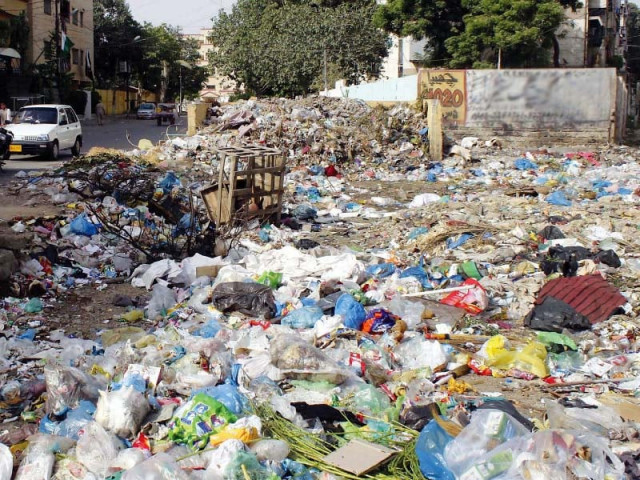 huge heaps of garbage in lines area show the negligence of authorities towards keeping the city clean photo file